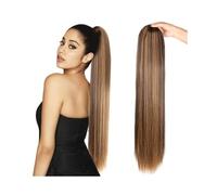 ponytail extensions Extensión de cola caballo con cordón 16-26 pulgadas, cabello humano liso Clip en pieza #P4/27, brasileño Remy, coletas for mujeres Peinado(16inches)
