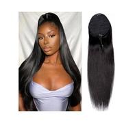 ponytail extensions Extensión de cola caballo con cordón 25 a 66 cm largo, color natural, recta, clip, pieza cabello Remy for mujeres negras Peinado(12inches)
