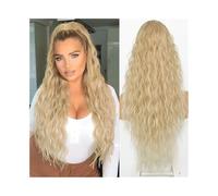 ponytail extensions Extensión de cola caballo con cordón onda agua, cabello humano, extensión, virgen brasileño, Clip en pieza, rizado ondulada for mujeres Peinado(Bleach Blonde,26inches)