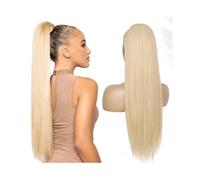 ponytail extensions Extensión de cola caballo con cordón recto largo 10-26 pulgadas #613 Cabello humano rubio Clip en piezas cabello Extensiones virgen brasileño sedoso Peinado(20inches)