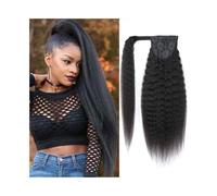 ponytail extensions Extensión de cola caballo envolvente, cabello humano real, virgen brasileño liso y rizado, pieza con pasta mágica for mujeres negras Peinado(26inches)