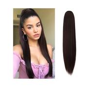ponytail extensions Extensión de cola caballo recta larga 16 "-26" # 2 cabello con cordón humano marrón oscuro Clip brasileño en extensión lacio Peinado(18inches)