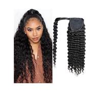 ponytail extensions Extensiones de cabello humano con cola caballo envolvente ondas profundas 14 a 26 pulgadas, onduladas y rizadas, pasta mágica Peinado(16inches)