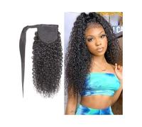 ponytail extensions Extensiones de cabello humano con cola caballo rizada y, Remy brasileño envolvente pasta mágica, Clip negro natural en postizo rizado Peinado(12inches)