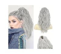 ponytail extensions Extensiones de cabello sintético ondulado con pinza 45 cm for mujer Peinado(88A)