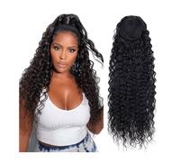 ponytail extensions Extensiones de cola caballo Afro ondulada con agua 32 pulgadas, postizo for mujer, extensiones rizadas falsas, peluca larga cordón sintético Peinado(Negro)