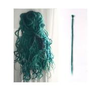 ponytail extensions Extensiones de rastas hechas a mano 20 pulgadas, 5 hebras, cerraduras sintéticas, trenzas ganchillo, cabello 1,0 cm, trenzado pelo falso, trenza Reggae Peinado(Green)