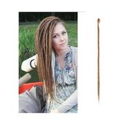 ponytail extensions Extensiones de rastas hechas a mano 20 pulgadas, 5 hebras, cerraduras sintéticas, trenzas ganchillo, cabello 1,0 cm, trenzado pelo falso, trenza Reggae Peinado(Linen brown)
