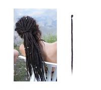 ponytail extensions Extensiones de rastas hechas a mano 20 pulgadas, 5 hebras, cerraduras sintéticas, trenzas ganchillo, cabello 1,0 cm, trenzado pelo falso, trenza Reggae Peinado(Black purple)