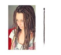 ponytail extensions Extensiones de rastas hechas a mano 20 pulgadas, 5 hebras, cerraduras sintéticas, trenzas ganchillo, cabello 1,0 cm, trenzado pelo falso, trenza Reggae Peinado(Dark brown)
