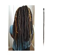 ponytail extensions Extensiones de rastas hechas a mano 20 pulgadas, 5 hebras, cerraduras sintéticas, trenzas ganchillo, cabello 1,0 cm, trenzado pelo falso, trenza Reggae Peinado(Black brown)