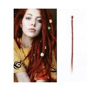 ponytail extensions Extensiones de rastas hechas a mano 20 pulgadas, 5 hebras, cerraduras sintéticas, trenzas ganchillo, cabello 1,0 cm, trenzado pelo falso, trenza Reggae Peinado(Brown Red)