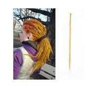 ponytail extensions Extensiones de rastas hechas a mano 20 pulgadas, 5 hebras, cerraduras sintéticas, trenzas ganchillo, cabello 1,0 cm, trenzado pelo falso, trenza Reggae Peinado(Golden)