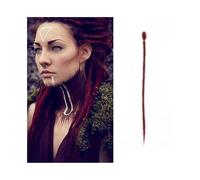ponytail extensions Extensiones de rastas hechas a mano 20 pulgadas, 5 hebras, cerraduras sintéticas, trenzas ganchillo, cabello 1,0 cm, trenzado pelo falso, trenza Reggae Peinado(Ombre red)