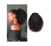 ponytail extensions Pieza de cabello cola caballo rizada y, extensión con cordón humano 10-24 pulgadas, Clip Remy brasileño rizado afro en Peinado(16inches(105g))