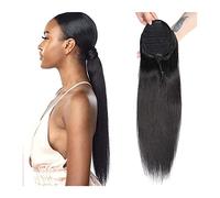 ponytail extensions Postizos de cola caballo con cordón brasileño recto 8-30 "para mujeres Extensiones cabello humano Cabello color natural sin procesar Peinado(26 inch)