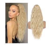 ponytail extensions Postizos de cola caballo con cordón, falsa sintética, extensión cabello ondulado y rizado largo negro Rubio for mujer Peinado(Blonde)
