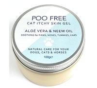 POO FREE 99% Natural Gel de Aloe Vera para Gatos con Aceite de NEEM - 100 g Extractos Botánicos Naturales. Calma, Refresca e Hidrata, Alivia la Picazón y Elimina los Gérmenes y los Olores.