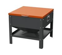 POOAMY Comedero portátil de metal para pollos con tapa impermeable, caja de alimentación de pollo independiente con gran capacidad de 80 libras para pollos, naranja