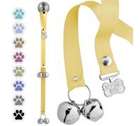 PoochieBells Campanas de puerta de perro para entrenamiento de orinal, método de entrenamiento rápido y fácil para cachorros incluido, hecho a mano en Estados Unidos con campanas fuertes y seguras