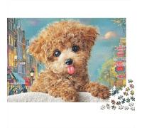 Poodle 1000 Piezas Rompecabezas Imposible DecoracióN Familiar Poodle marrón con un Trato Jigsaw Desafíos Difíciles para Regalo 52x38cm/1000pcs