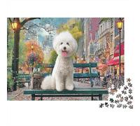 Poodle Adult Challenging Jigsaws White Poodle on Bench for Adults Teens & Seniors Great Gift 38x26cm/1000pcs