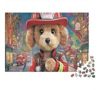Poodle Adult Jigsaw Puzzle Poodle Firefighter Educational Game Decompression for Adults Teens & Home Decor 52x38cm/1000pcs