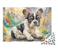 Poodle en una Calle Colorida Sturdy Cardboard Decoración de Lienzo para Mascotas de jardín Jigsaw Puzzle Adults Kids Fun Educational Game Great Gift for Birthday Christmas Puzzle Lovers 70x50cm