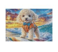 Poodle in Flower Field Puzzle 300 Piezas Desafío Impossible Rompecabezas para Adultos Aliviar Estrés Decoración Hogar 3D Maquetas Construir 300 PCS