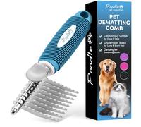 Poodle Pet - Cepillo de rastrillo para desenredar la piel de las mascotas, peine para perros y gatos con cuchillas largas de seguridad de acero de 2.5 pulgadas para desenredar el pelo enmarañado o