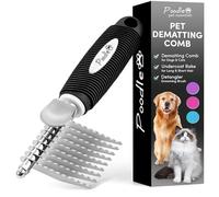 Poodle Pet - Cepillo de rastrillo para desenredar la piel de mascotas, peine para perros y gatos con cuchillas largas de seguridad de acero de 6,3 cm para desenredar el pelo mate o anudado (negro,