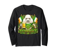 Poodle St Patrick’s Day Green Beer Shamrock Leprechauns Manga Larga