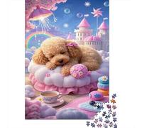 Poodle Taza de té Puzzle Imposible,desafío for Adults Cute Dog Entretenimiento Creativo 1000 Piezas Obra De Arte De Juego De para Adultos Y Niños A Partir De 12 Años 1000pcs (75x50cm)