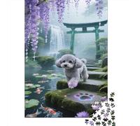 Poodle Taza de té Puzzle Imposible,desafío para Adultos Estanque Cascada Juego Educativo 1000 Piezas Obra De Arte De Juego De para Adultos, Regalos A Partir De 14 Años 1000pcs (75x50cm)