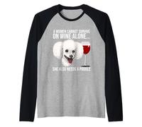 Poodle Wine Lover Gift For Her Camiseta Manga Raglan