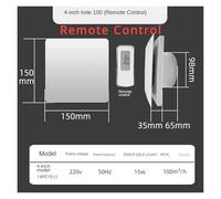 POOIQX 4Inch High Speed Exhaust Fan Toilet Kitchen Bathroom Hanging Wall Window Ventilator Extractor with Remote Control(Remote Control)