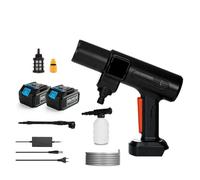 POOIQX Limpiador De Alta Presión Sin Escobillas, Pistola Agua Pulverizada, Máquina Limpieza A Lavado Coche Portátil For Batería 18V,Resistente a la corrosión(Two big battery)