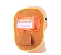 POOIQX Soldadura Masca de la capucha del escudo cara Marca cuero soldadura Campana cómoda,Retardante de llama