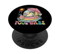 Pool Babe Lindo Rana Seta Retro Verano Vibes PopSockets PopGrip Adhesivo