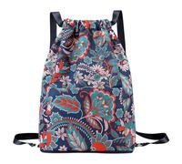Pool Bags, Large Capacity Drawstring Backpack Bag, Transpirable Portable Tote for Swimming, Water Sports, Gym, Travel, Casual Use for Friends & Family, Lightweight Compact Solution, Retro Blue Flowers