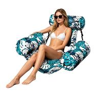 Pool Float Chair - Folding Tanning Lounger with Backrest, Inflatable Floating Lounge Sofa with Maple Leaf Pattern, Comfortable Water Chair for Adults, Ideal for Pool, Beach, Lake, Summer Sunbathing