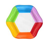 Pool Float Hexagon Inflatable Lounger - Mesh Bottom Rainbow Water Float