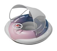 Pool Float - Inflatable Floating Seat with Canopy for Sun Protection and Safety, Swimming Toy with Loud Trumpet for Boys, Girls, Ready-to-Use Water Accessory, 25.2x24.02 Inches