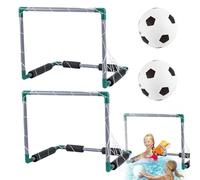 Pool Games, 2PCS Floating Pool Football Goal with 2 Ball, 18.5x14.4x14.4 Kids Soccer Goal, Plastic Soccer Net for Swimming Summer