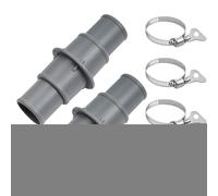Pool Hose Adapter, Swimming Hose Connector Set, Leak-Proof Fittings, Threaded Design, 2-Piece Pack with 4 Clamps, Ideal for Pools Cleaner, Filter Systems, Garden Use, Beginners, White/Gray Colors