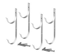 Pool Net Holder, Fence Hanger, Poolside Organizer, Pressure Aluminum Alloy Hook, Space-Saving Skimmer Storage, Backyard Pool Use, 21.6x7.6cm/8.5x2.99 Inches, Silver, 4 Pack