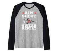 Pool Playing Aim Shoot Swear Repeat Pool Playing Billiards Camiseta Manga Raglan