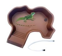 Pool, Reptile Bathing, Tortoise Bowl, Soaking Tub Easy Clean Water Dish with Ramp for Aquarium Animals Feeding Breeding Enclosure Landscaping in Balcony Garden 13.98x12.6x2.76 Inch