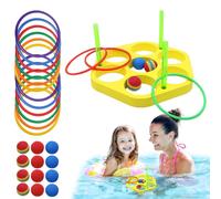 Pool Ring Throw Games, Floating Foam Triangle Set, Water Target Toss Activity, Includes Balls, Skill-Building Fun, for Family Summer Swimming Home Use, 33 x 30 cm Multicolor