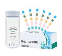 Pool Test Strips, 100 piezas Water Testing Kit, 1,89 x 1,89 x 4,41 pulgadas Quick & Easy Read Color Chart, Accurate Multifunction Testers for Hot Tub, Spa, Fish Tank, Pond, Backyard Pool